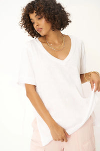 The Knockout V-Neck Tee in White