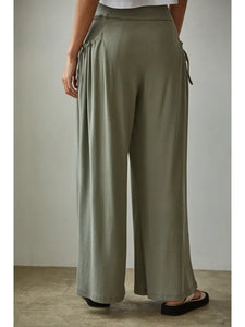 Knit Cotton Modal Spandex Wide Leg Pants in Olive