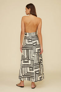 The Anjelica Halter Dress - Cream Black