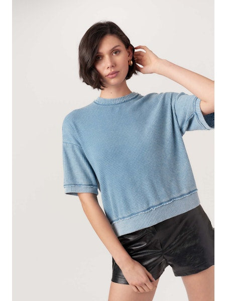 The Sage Burnout Thermal Tee in Alpine Blue