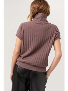 The Forever Yours Funnel Rib Tee in Dark Mocha