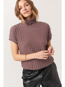 The Forever Yours Funnel Rib Tee in Dark Mocha