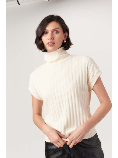 The Forever Yours Funnel Rib Tee in Oat