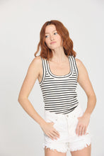 The Anouk Scoop Neck Striped Tank in Ivory Black