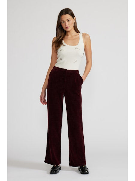 The Casey Corduroy Pant in Burgundy
