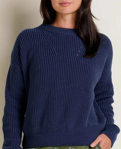 The Bianca Shaker Crew Sweater in True Navy