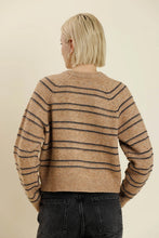 The Collette Striped Cardigan in Camel