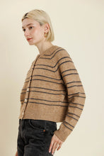 The Collette Striped Cardigan in Camel