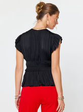 The Pleated Peplum Blouse in Black