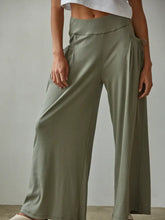 Knit Cotton Modal Spandex Wide Leg Pants in Olive