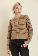 The Collette Striped Cardigan in Camel