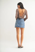 Micro Skirt with Slit in Medium Denim
