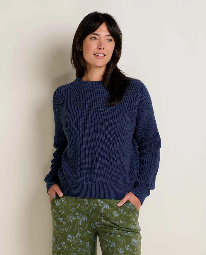 The Bianca Shaker Crew Sweater in True Navy