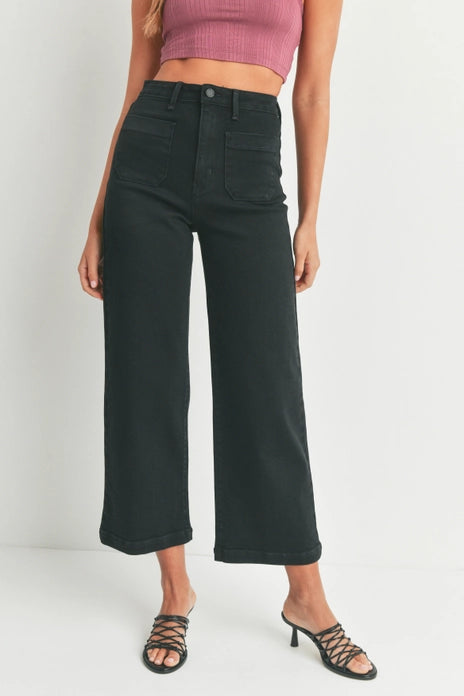 Patch Pocket Wide Leg - Black || Just Black Denim