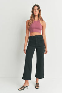 Patch Pocket Wide Leg - Black || Just Black Denim