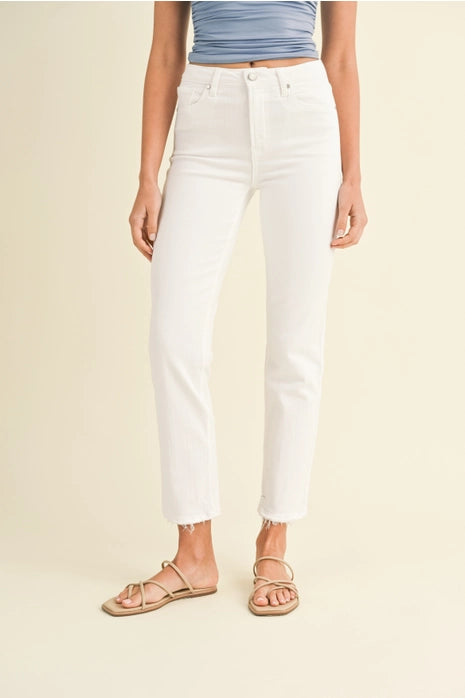 Straight Leg Jean in White || Just Black Denim – Fathom & Co.