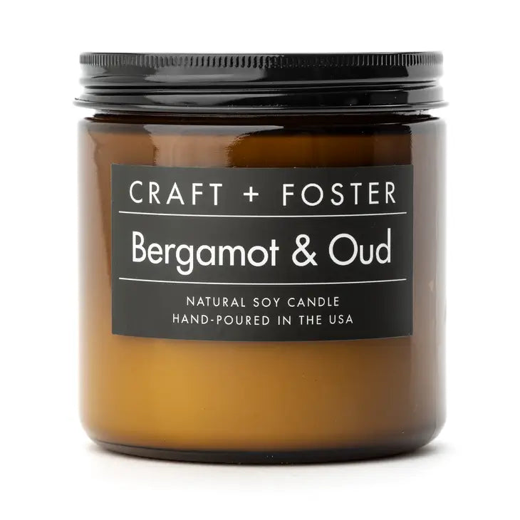 Bergamot & Oud - 12oz Natural Soy Candle | Craft + Foster