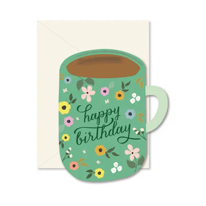 Birthday Coffee Mug Die-Cut Greeting Card