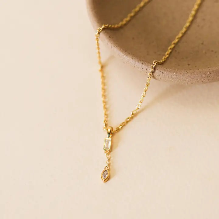 Chain Drop Charm Necklace - 18k Gold Plating