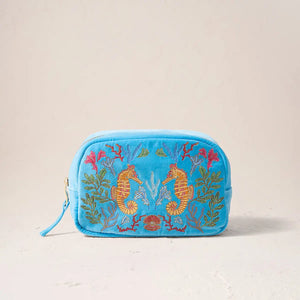 Coral Seahorse Makeup Bag