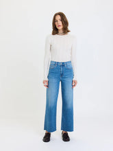 The Pleaser High Rise Wide Ankle Denim in Wavy
