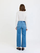 The Pleaser High Rise Wide Ankle Denim in Wavy