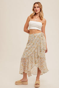 The Cove Floral Maxi Skirt in Sage