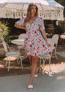 Garden Floral Baby Doll Mini Dress