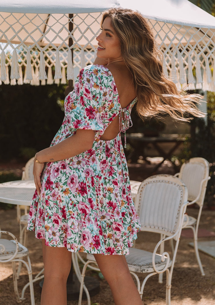 Garden Floral Baby Doll Mini Dress