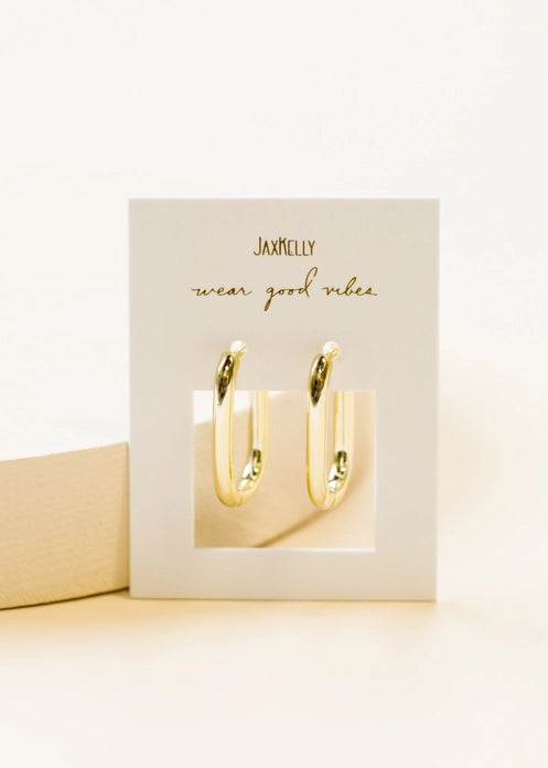 Gold Hoop - Large Rectangle - Earrings