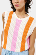 The Clusia Top in Orange Pink Stripe