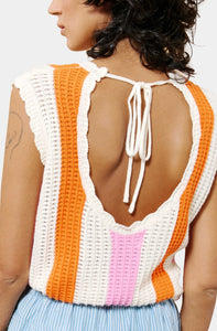 The Clusia Top in Orange Pink Stripe