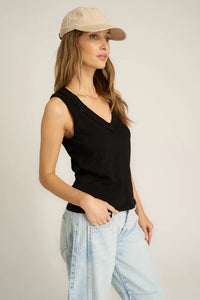 The Let Me Know Relaxed Slub Tank - Black