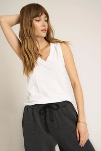 The Let Me Know Relaxed Slub Tank - White