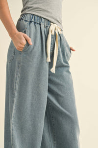 Light Wash Denim Wide Leg Pants