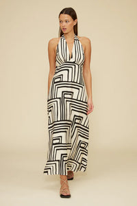 The Anjelica Halter Dress - Cream Black