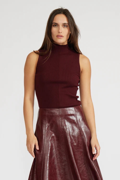 The Marcel Knit Top in Burgundy