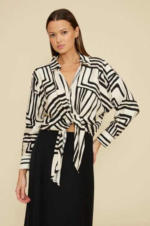The Rue Top in Cream Black
