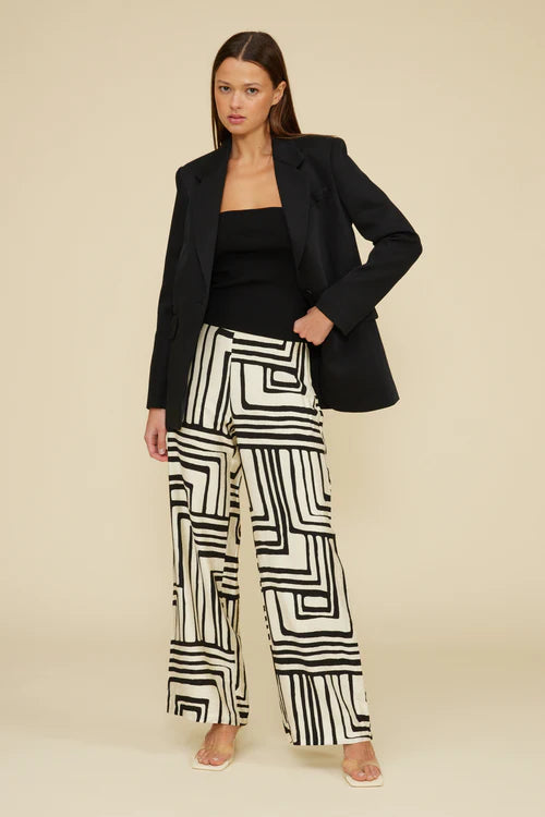The Rue Pants - Cream Black
