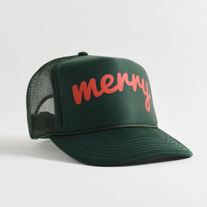 Merry Trucker Hat Green | Christmas Trucker | Christmas Hat