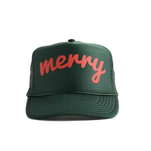 Merry Trucker Hat Green | Christmas Trucker | Christmas Hat