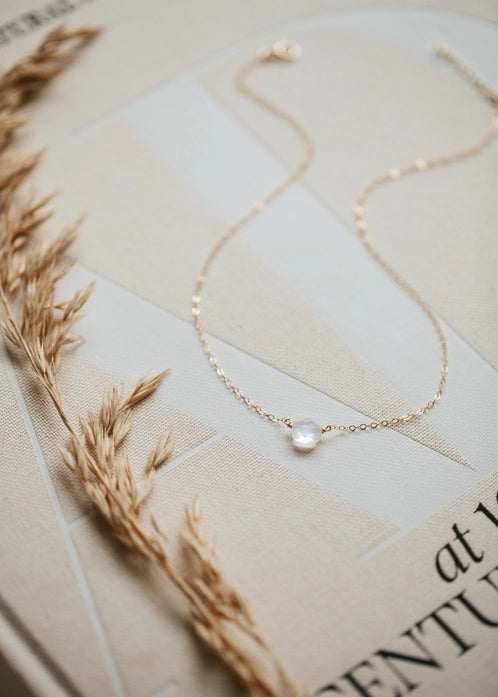 Moonstone Cushion Necklace - 14k Gold Filled - 15