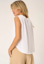 Number One Notch Neck Textured Tank - WHITE