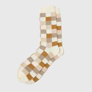 Organic Cotton Socks - Squares Natural