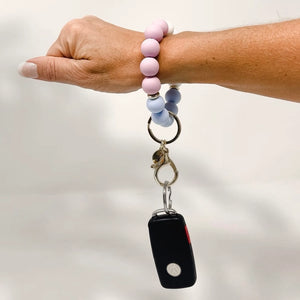Hands-Free Silicone Beaded Keychain Wristlet - Periwinkle Skies