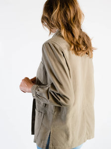 The Phyllis Utility Shacket in Dusky Green