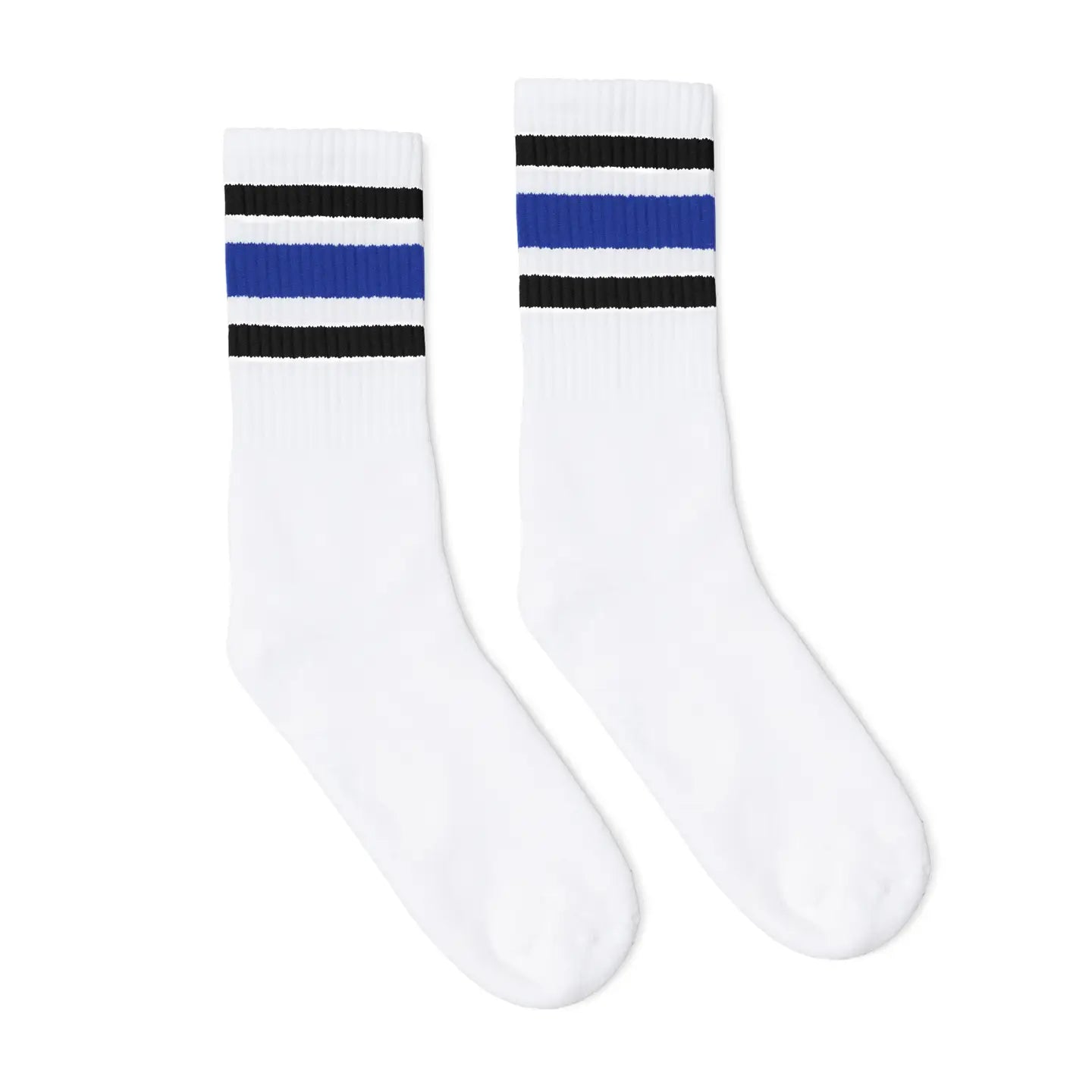 SOCCO Black & Blue Striped Crew | White S/M