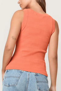 Salgado Rib Ringer Tank in Persimmon