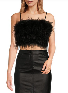 Pheobe Feather Top in Black