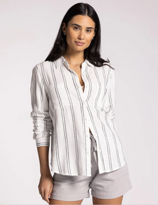 The Cleo Shirt in White and Black Stripe